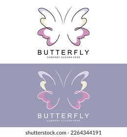 Butterfly Logo Design, Beautiful Flying Animal, Company Brand Icon Illustration, Screen Printing, Salon