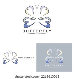 Butterfly Logo Design, Beautiful Flying Animal, Company Brand Icon Illustration, Screen Printing, Salon