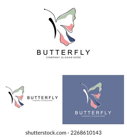 Butterfly Logo Design, Beautiful Flying Animal, Company Brand Icon Illustration, Screen Printing, Salon