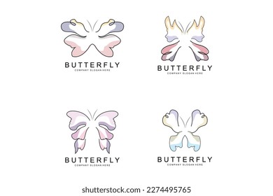 Butterfly Logo Design, Beautiful Flying Animal, Company Brand Icon Illustration, Screen Printing, Salon