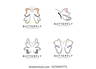 Butterfly Logo Design, Beautiful Flying Animal, Company Brand Icon Illustration, Screen Printing, Salon