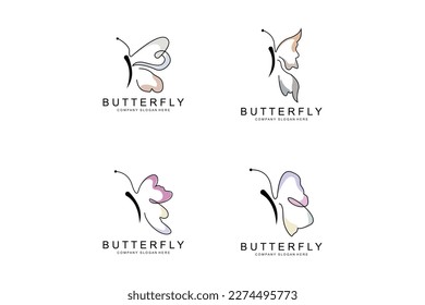 Butterfly Logo Design, Beautiful Flying Animal, Company Brand Icon Illustration, Screen Printing, Salon