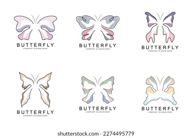 Butterfly Logo Design, Beautiful Flying Animal, Company Brand Icon Illustration, Screen Printing, Salon
