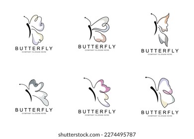 Butterfly Logo Design, Beautiful Flying Animal, Company Brand Icon Illustration, Screen Printing, Salon