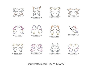 Butterfly Logo Design, Beautiful Flying Animal, Company Brand Icon Illustration, Screen Printing, Salon