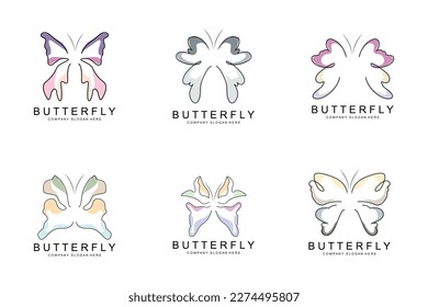 Butterfly Logo Design, Beautiful Flying Animal, Company Brand Icon Illustration, Screen Printing, Salon