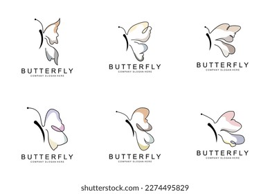 Butterfly Logo Design, Beautiful Flying Animal, Company Brand Icon Illustration, Screen Printing, Salon