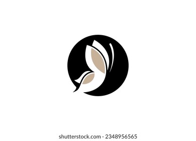 Butterfly logo design with black circle background