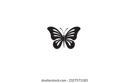  Butterfly logo design black simple flat icon on white background