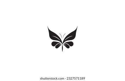  Butterfly logo design black simple flat icon on white background