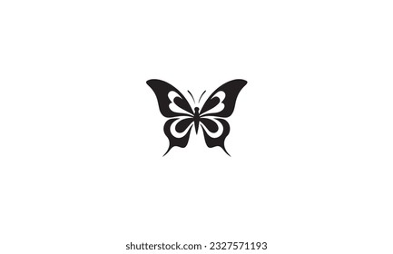  Diseño del logo de la mariposa icono plano negro simple sobre fondo blanco