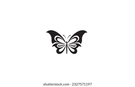  Butterfly logo design black simple flat icon on white background