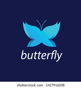 butterfly logo design blue vector