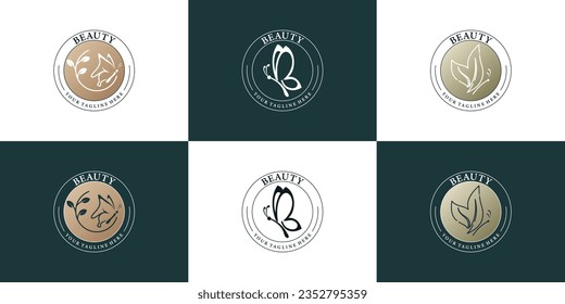 Butterfly logo design collection for beauty icon with creative concept Premium Vector