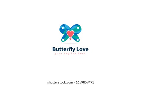 butterfly logo design combined with love, vector