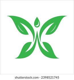 Diseño del logo de la mariposa. logotipo con el concepto de combinación de mariposas y hojas