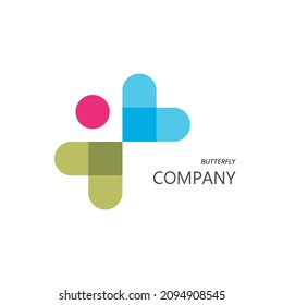 Butterfly logo design element. Color vector icon.