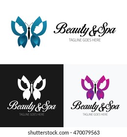 Butterfly logo design element ,woman face logo ,Cosmetic shop