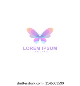 butterfly logo design, gradient butterfly shape isolated white background, vector icon