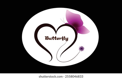 Butterfly logo design with heart. Logo design vector.