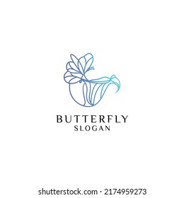 Icono de diseño de logotipo de mariposa vectorial