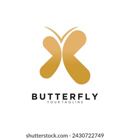 Butterfly logo design with illustration idea concept