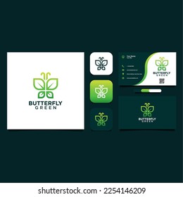 butterfly logo design with leaves and natural