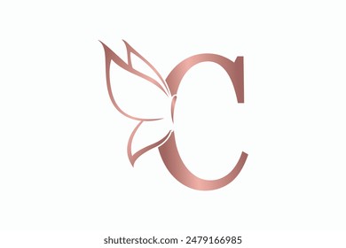 Butterfly Logo Design mit Buchstabe C Concept Premium Vektor