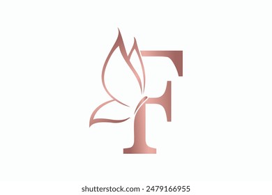 butterfly logo design with letter f consept premium vektor