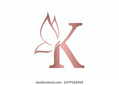 butterfly logo design with letter k consept premium vektor