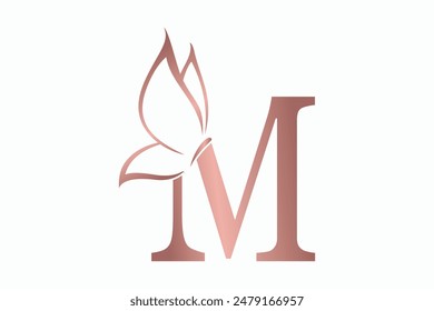 butterfly logo design with letter m consept premium vektor