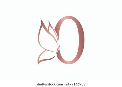 butterfly logo design with letter o consept premium vektor