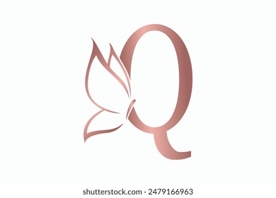 butterfly logo design with letter q consept premium vektor