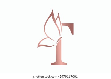 butterfly logo design with letter t consept premium vektor