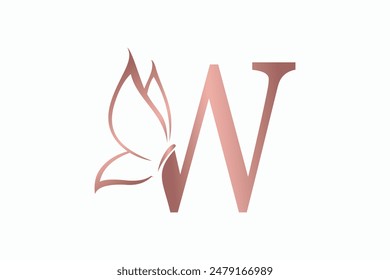 butterfly logo design with letter w consept premium vektor