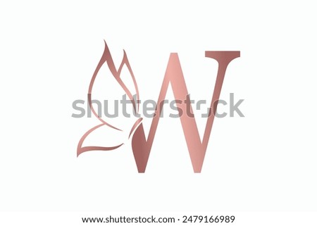 butterfly logo design with letter w consept premium vektor