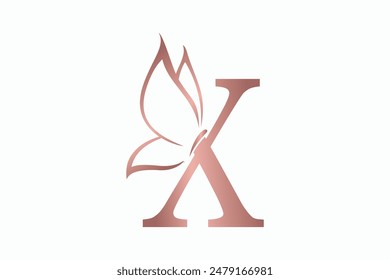 butterfly logo design with letter x consept premium vektor