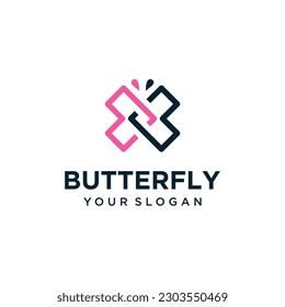 butterfly logo design with line art