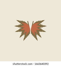 Butterfly logo design with marijuana leaf design template