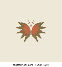 Butterfly-Logo-Design mit Marihuana-Blattdesign-Vorlage