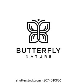 Butterfly Logo Design Natural Leaf Concept
