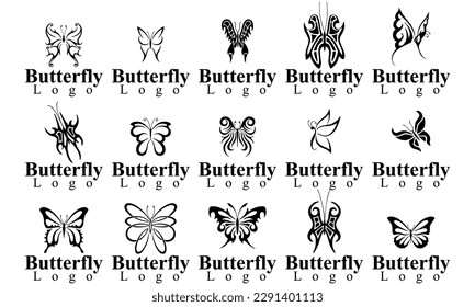butterfly logo design set templates svg