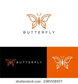 plantilla de diseño de logotipo de mariposa con concepto de arte de línea creativa Monitor Premium