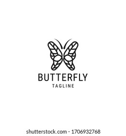 Butterfly logo design template with line art