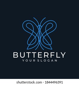 Plantilla de diseño de logotipo de mariposa con arte de línea