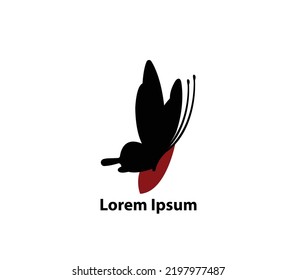 Plantilla de diseño del logo de la mariposa en una hoja sobre un fondo