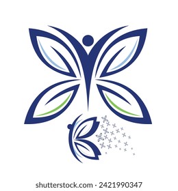 Butterfly logo design template vector. Editable butterfly person signs flat vectors element for logos