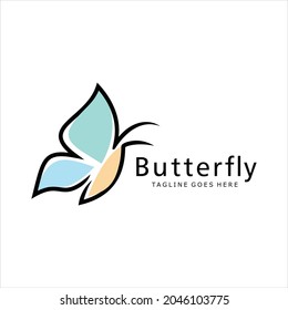 Butterfly Logo Design vector with Elegant linear and simple monoline style. Butterfly Beauty Spa Vector Logo Template, this logo symbolizes, some things beautiful, soft, calm, nature.