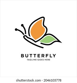 Butterfly Logo-Design-Vektorgrafik mit elegantem linearen und einfachen Monoline-Stil. Butterfly Beauty Spa Vector Logo Vorlage, dieses Logo symbolisiert, einige Dinge schön, weich, ruhig, Natur.