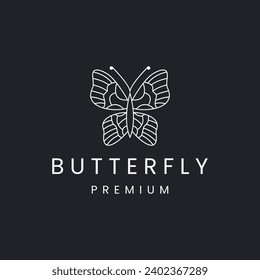 Vector de diseño de logotipo de mariposa con icono lineal elegante